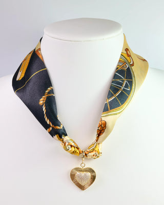 Lillie Scarf Charm Necklace - Black Gold