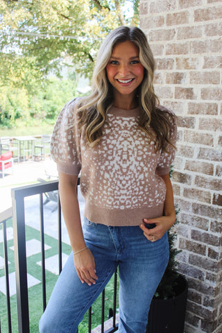 Ayla Animal Print Sweater - Latte