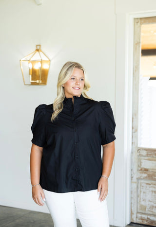 Posey Puff Sleeve Top - Black