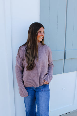Maddie High Neck Sweater - Mocha