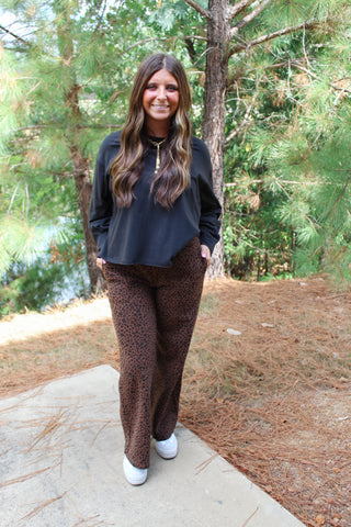 Leopard Print Sweatpants - Brown