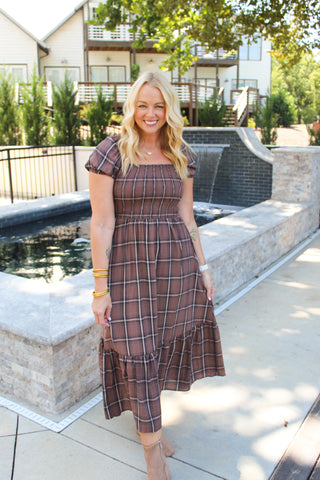Lane Plaid Smocked Dress