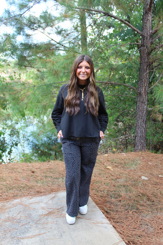 Leopard Print Sweatpants - Grey