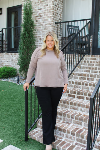Zenana Ribbed Long Sleeve - Mocha