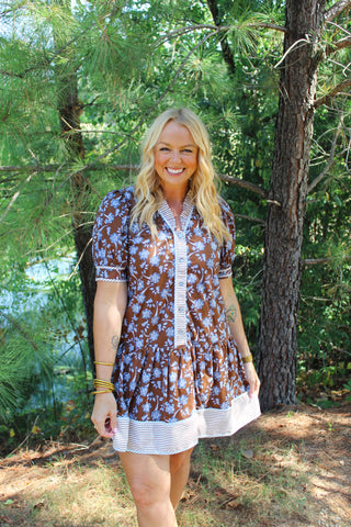 Harper Floral Dress - Brown