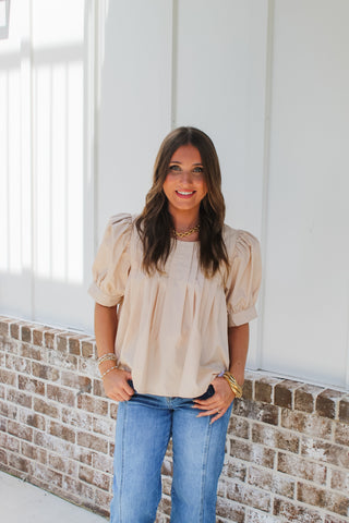 Peyton Pintuck Top - Ecru