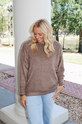 Zenana Brushed Melange Ribbed Sweater - Mocha