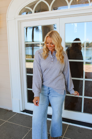 Zenana Ribbed Brushed Melange Sweater - Heather Grey