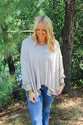 Asymmetrical Hem Top - Stone