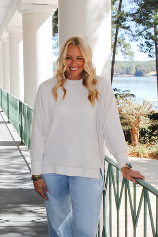 Zenana Brushed Melange Oversized Sweater - Sand Beige