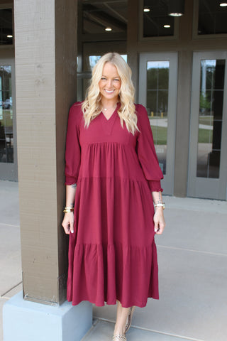 Lexie Midi Dress - Wine