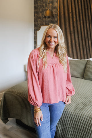 Cassidy Textured Top - Dusty Rose