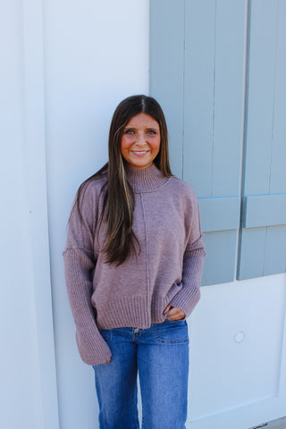 Maddie High Neck Sweater - Mocha