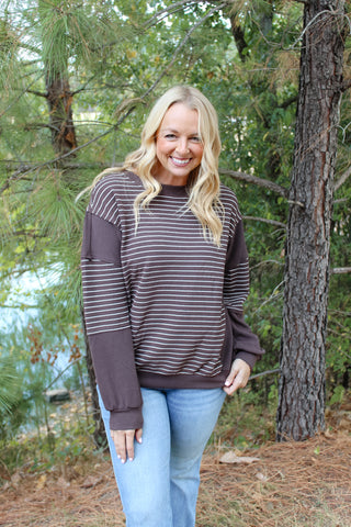 Reilly Long Sleeve Knit Top - Brown