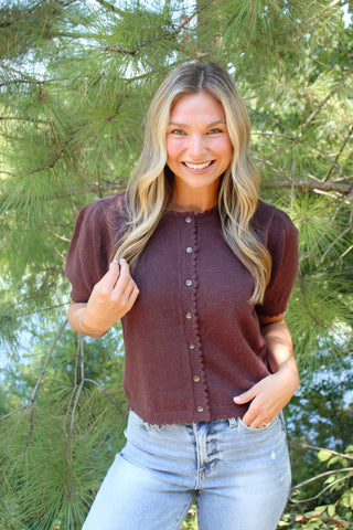 Blaine Puff Sleeve Sweater - Chocolate