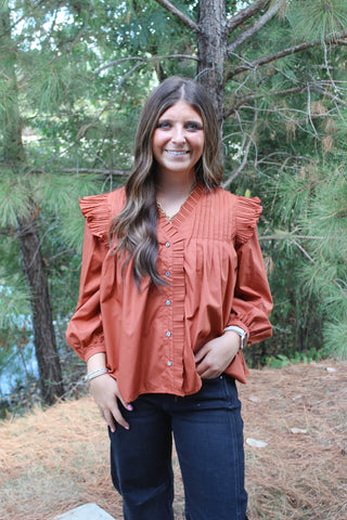 Lollie Ruffle Top - Chesnut