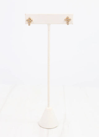 Francoise CZ Cross Earring - Gold