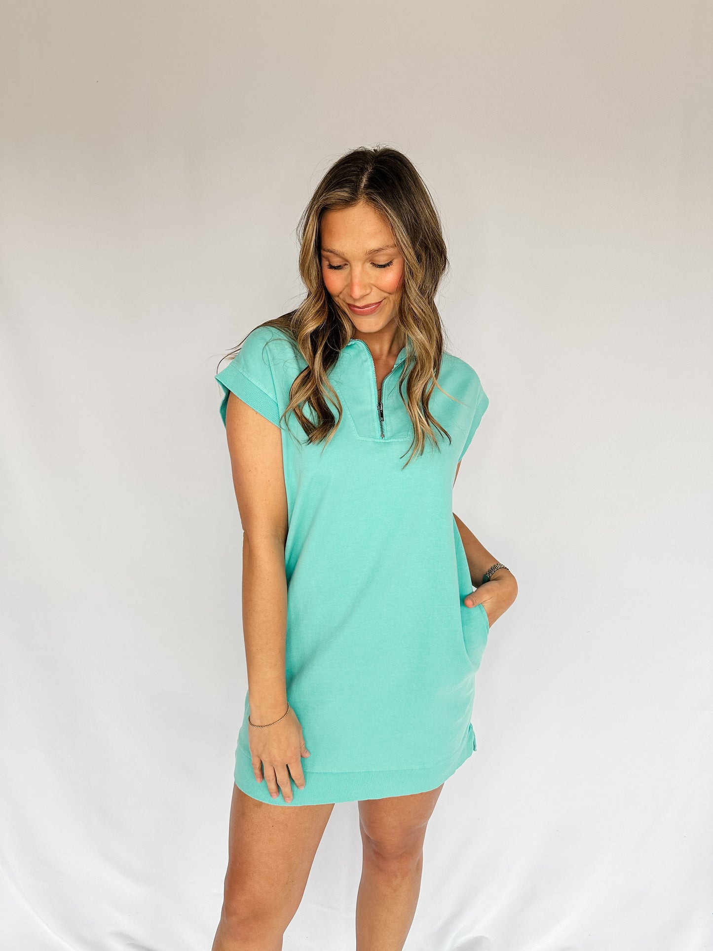 Karlie Short T-Shirt Dress- Turqoise