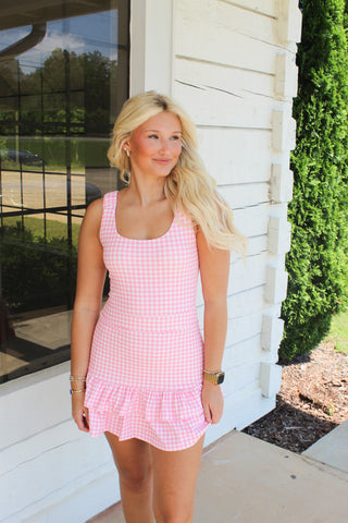 Motion Gingham Dress - Pink