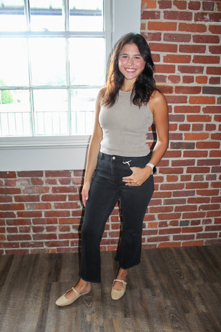 Zenana Acid Washed Bootcut Pants - Black