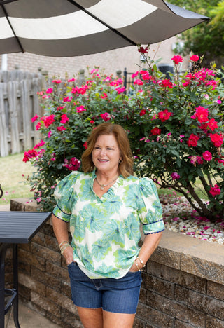 Gracie Floral Top - Mint