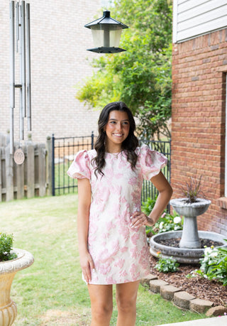 Jacquard Mini Dress - Pink
