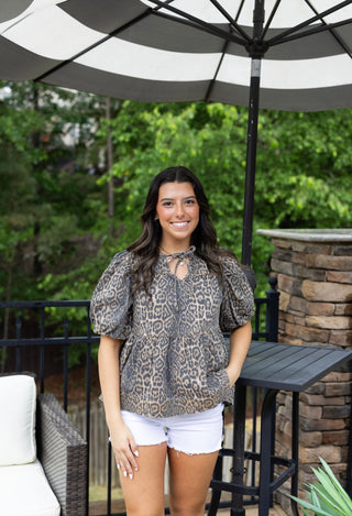 Cheetah Puff Sleeve Top