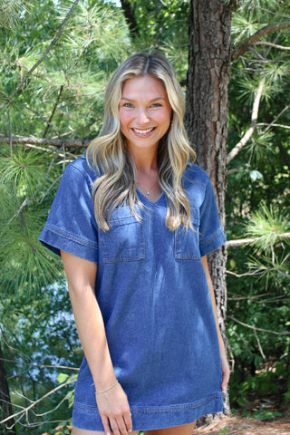 Margo Mini Shirt Dress - Denim