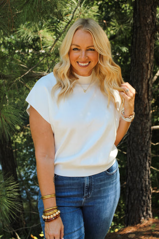 Mia Mock Neck Top - Off White