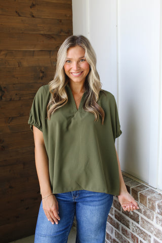 Marley Short Sleeve Top - Olive