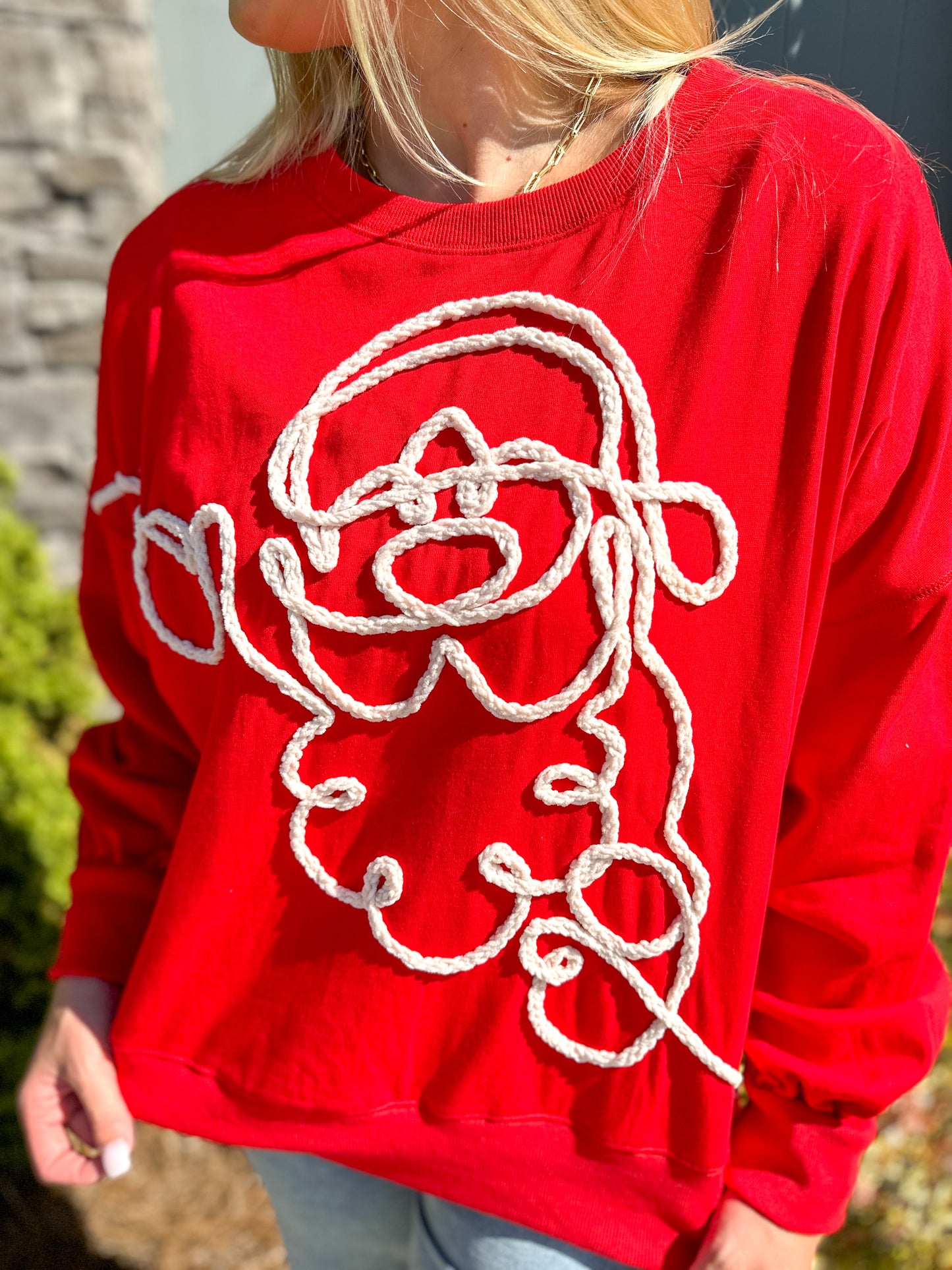 Santa Embroidered Oversized Sweatshirt