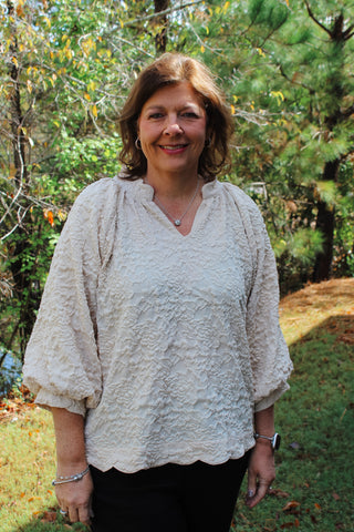 Beth Textured Top - Cream