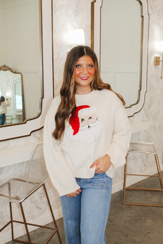 Santa Claus Christmas Sweater - Ivory