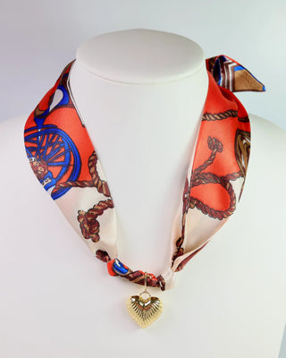 Lillie Scarf Charm Necklace - Orange Blue