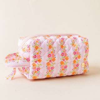 Essentials Quilted Cosmetic Pouch- Pink