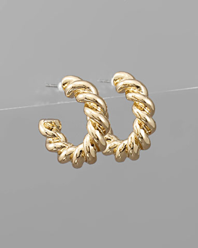 Brass Twisted Hoops