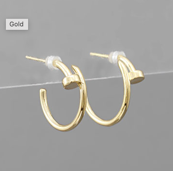 Brass Nail Shape Hoops