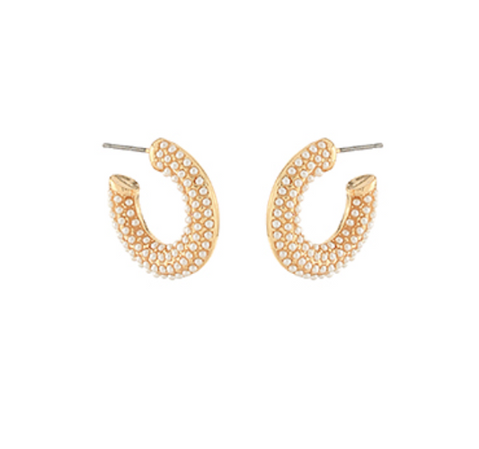 Dotted Pearl Metal Open Hoops