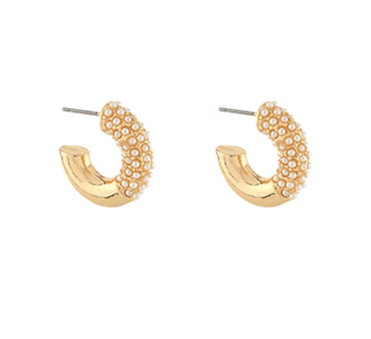 Dotted Pearl & Bold Metal Open Hoops