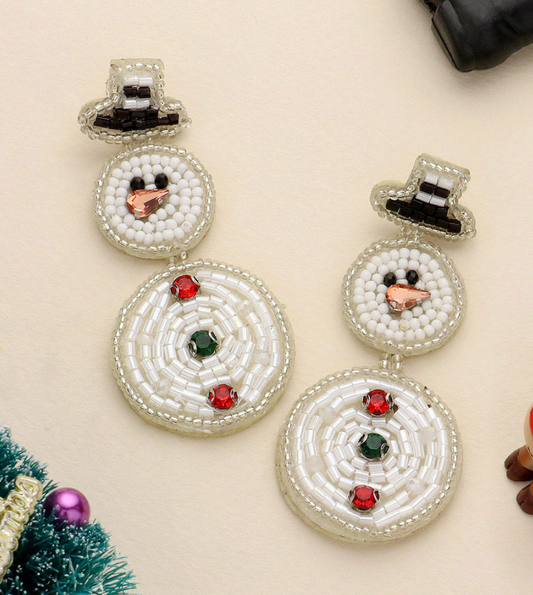 Snowman Beaded Earrings