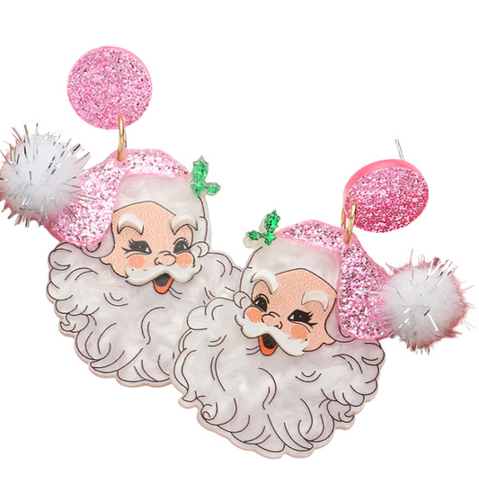 Pink Santa Earrings