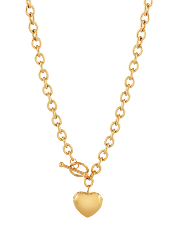 Gold Puffy Heart Necklace