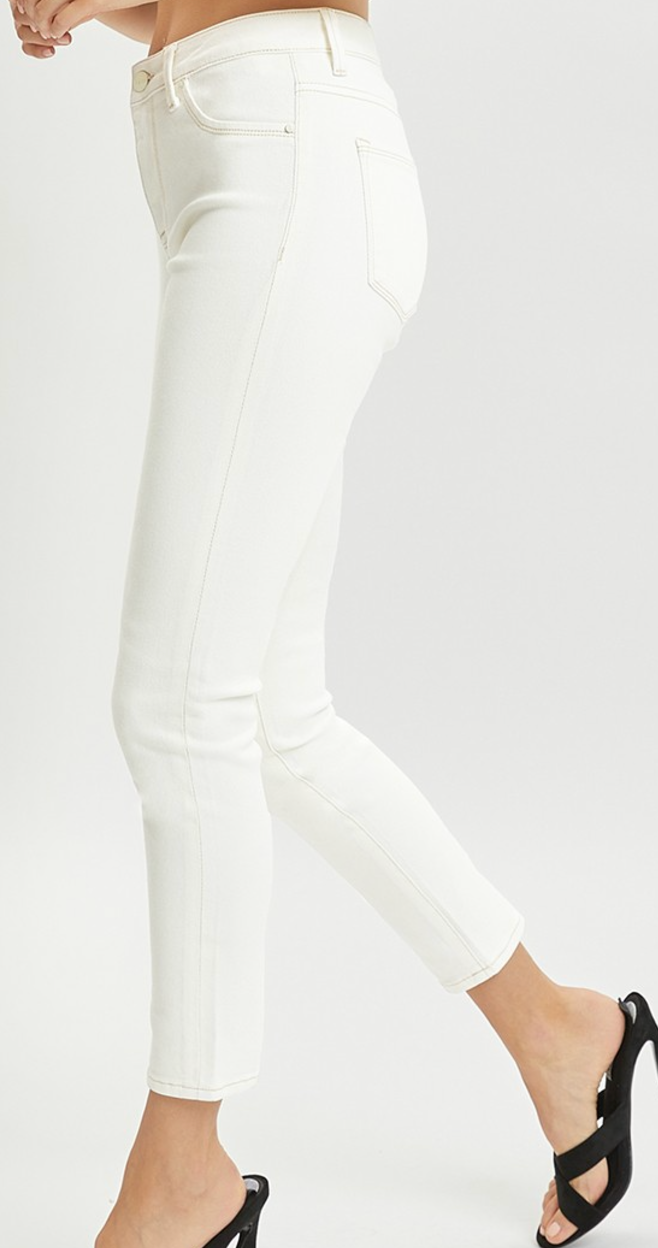 High Rise Cream Skinny Pants