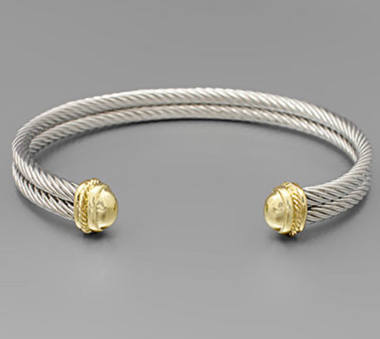 Double Cable Cuff Bracelet