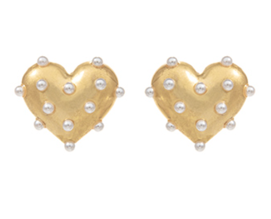 Pearl Metal Heart Earrings