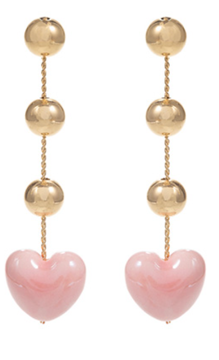 Heart & 3 Brass Ball Drop Earrings