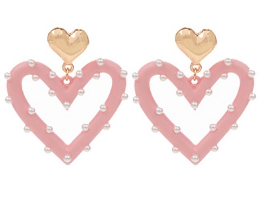 Pearl Heart Drop Earrings