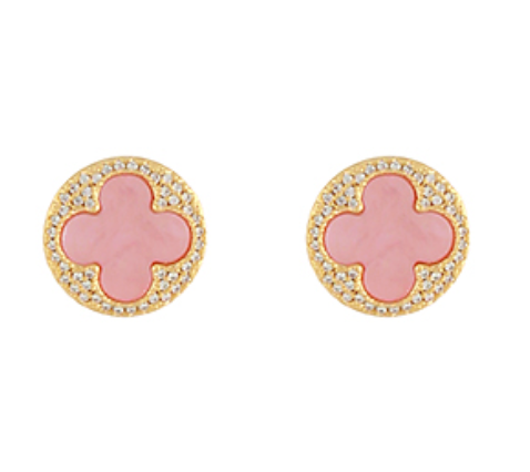 Clover & Pave Disk Earrings