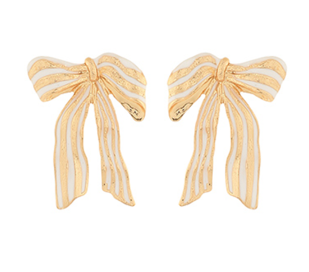 Textured Striped Bow Earrings