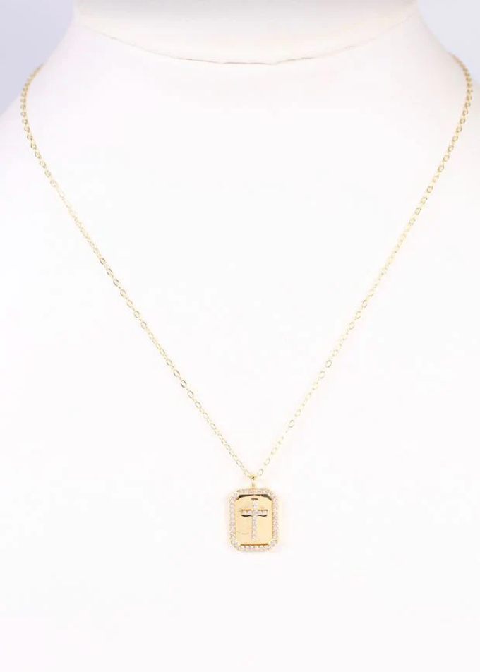 Captiva CZ Cross Plate Necklace